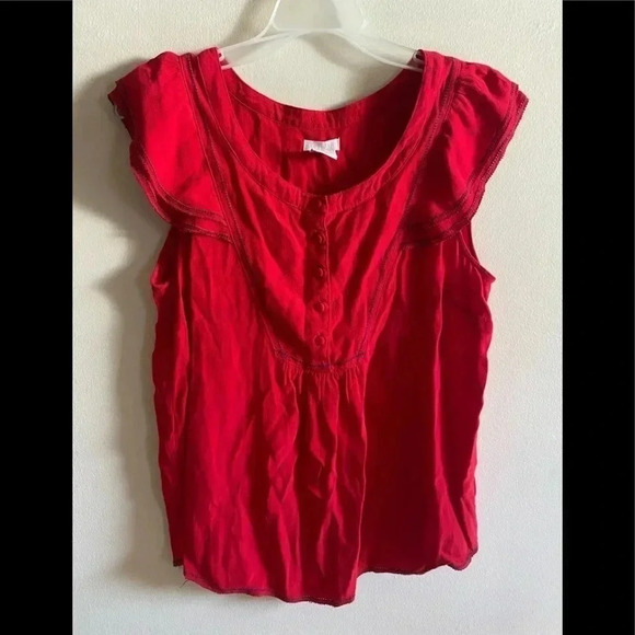 Cooperative for Urban Outfitters size L Red ruffle Sleeve Blouse. - Picture 1 of 4